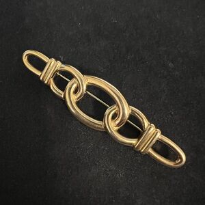 Monet Vintage Gold Tone Interlocking Circle Brooch Pin